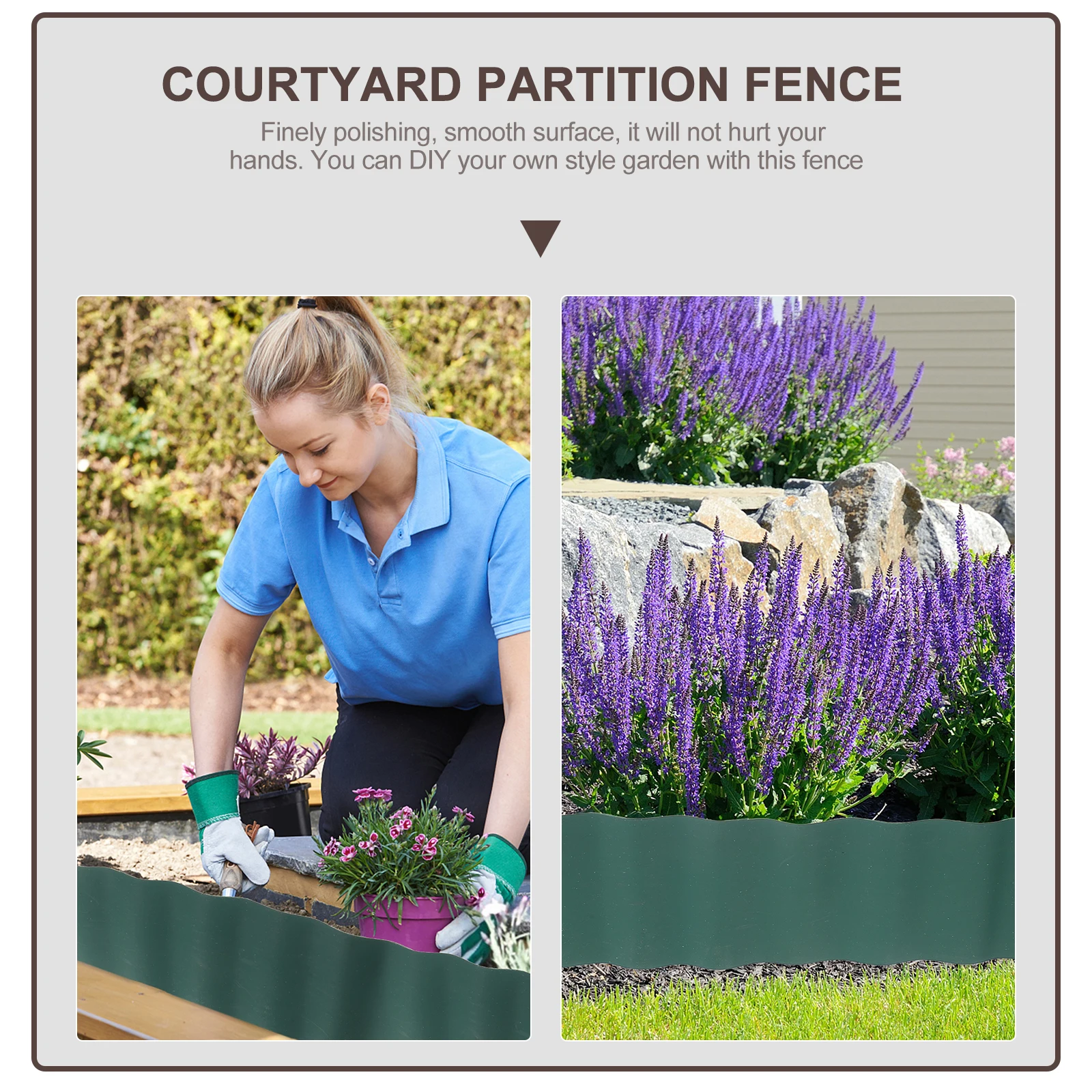 

Plastic Garden Fence Yard Edging Border Waterproof Smooth Surface Courtyard Partition Decorative Fence for Garden Lawn