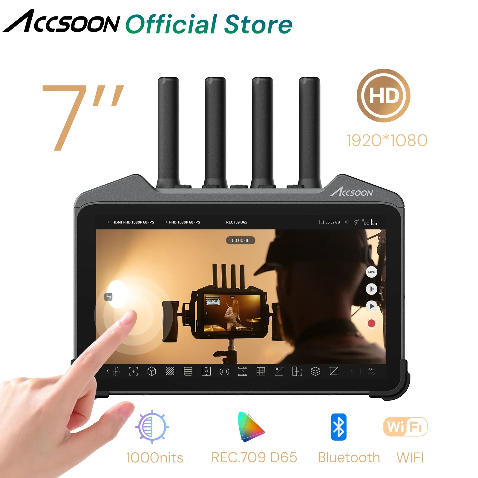 Accsoon CineView M7 Pro 1080p 4K 7 дюймов ЖК-монитор с сенсорным экраном 3D lut REC709 1000 нит HDMI SDI USB-C полевой монитор Accsoon CineView M7 Pro 1080p 4K 7 дюймов ЖК-монитор с сенсорным экраном 3D lut REC709 1000 нит HDMI SDI USB-C полевой монитор