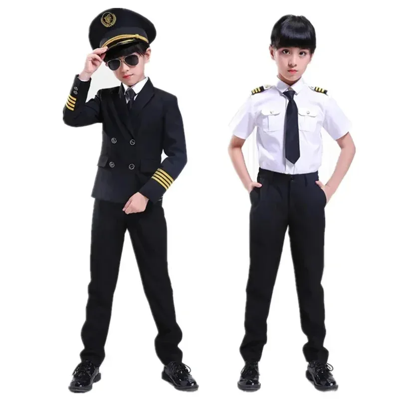 Disfraces de piloto para niños, Cosplay para niños y niñas, disfraz de azafata, uniformes de actuación de la Fuerza Aérea de avión