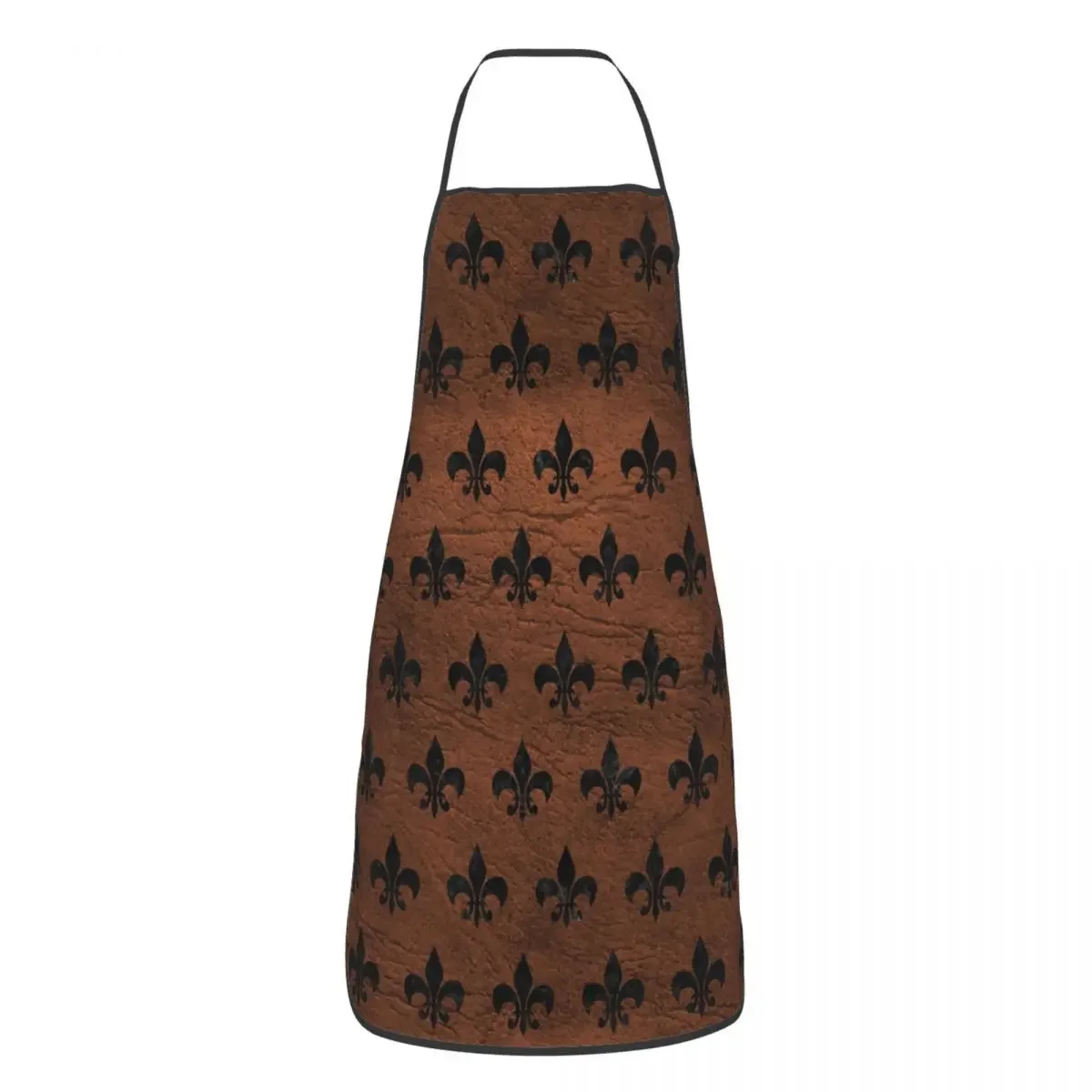 Royal Black Marble Brown Leather Fleur De Lis Apron Adult Women Men Chef Tablier Cuisine for Kitchen Cooking Lily Flower Symbol