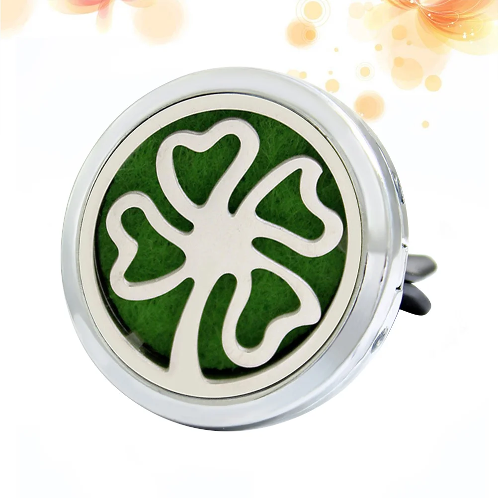 

Four Leaf Grass Clip Style Car Perfume Base Round Aromatherapy Solid Perfume Diffuser Auto Vehicle Decoration Festive Gift