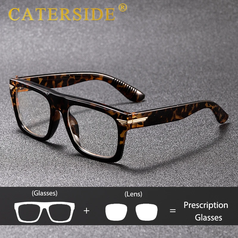 

CATERSIDE Men's Anti Blue Light Glasses Square TR90 Frame Fashionable Eyeglasses Myopia Computer Glasses Frame Optical Glasses