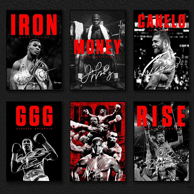 Black and White Boxing Legends Posters and Prints Mike Tyson Motivational Qoute Canvas Painting for Office Home Wall Art Decor