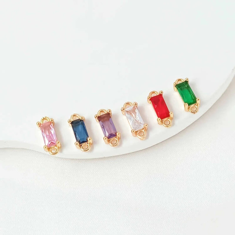 5 Pezzi Nuovo 14K Rame Placcato Oro Colore Zirconia Doppio Appeso Barra Lunga Piccolo Ciondolo Fatto A Mano Collana FAI DA TE Accessori di Gioielli