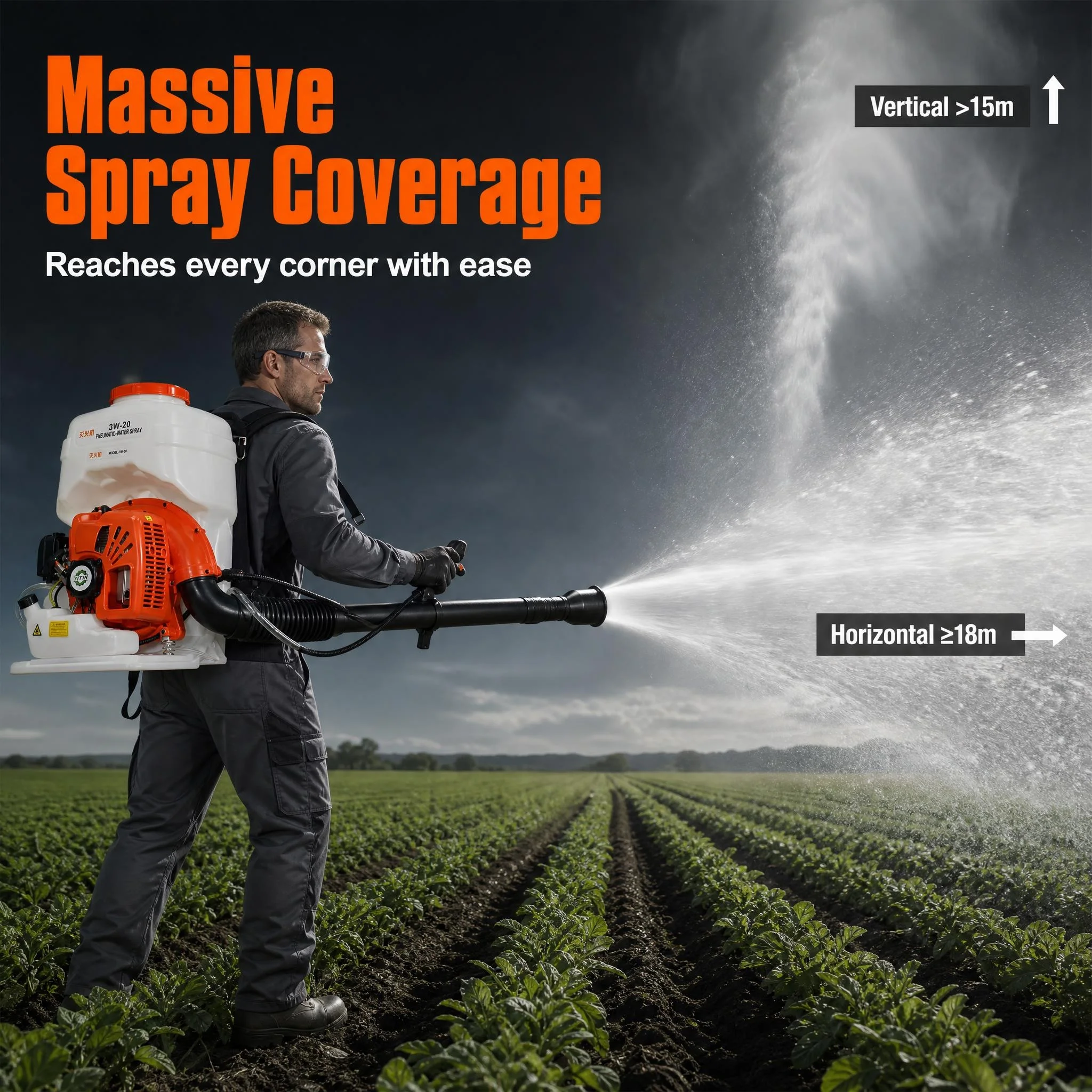 3W-20 Knapsack Backpack Gas Engine Water Tank Mist Sprayer Disinfection Orchard Tree Flower SM8500DX Air Blower