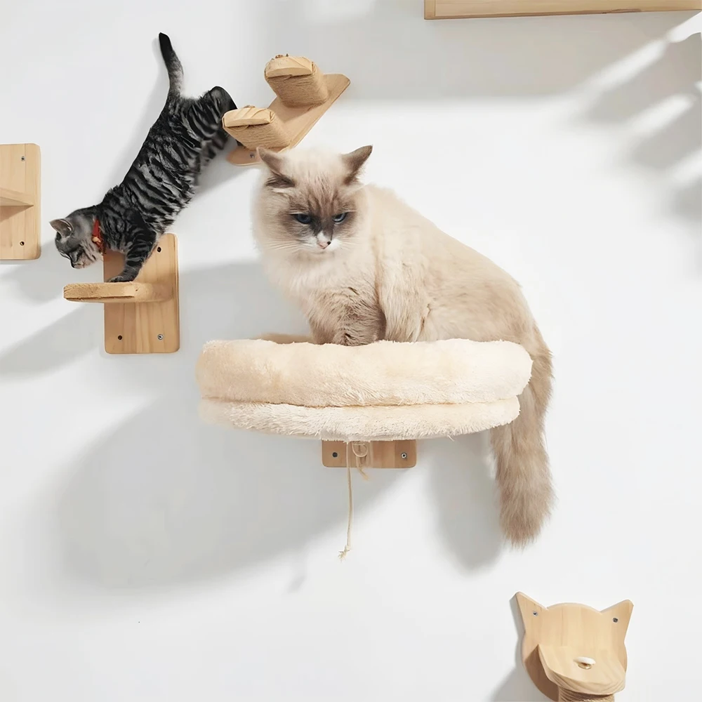 

Wall-mounted solid wood cat bed solid wood cat accessories home wall-mounted cat platform suitable for cats to rest and sleep