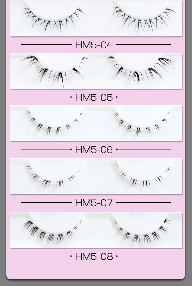 VIPUDA Untere Wimpern 5/10 Paar Natürliche Koreanische Augen Manga Untere Wimpern Cluster Klar Band Wispy Bottom Wimpern Cosplay Make-Up – Detail 3