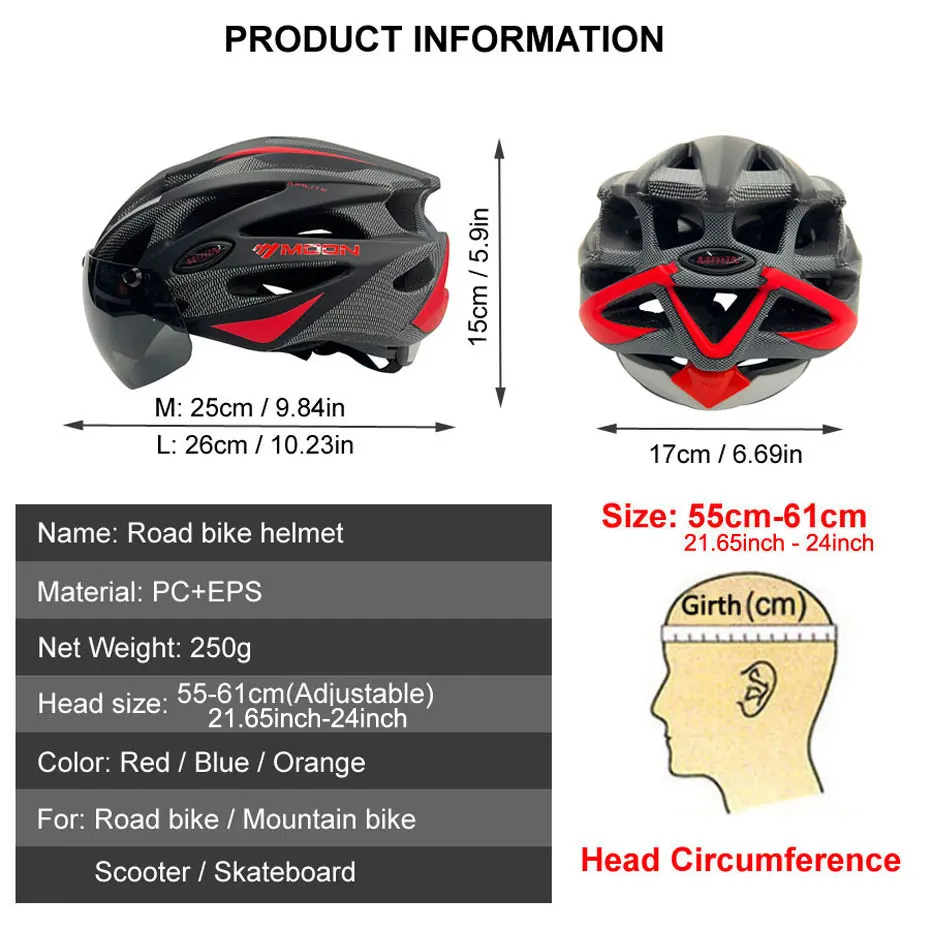 Lightweight Cycling Safety Helmet Outdoor Motorcycle Bicycle Helmet With Removable Visor Glasses MTB Mountain Road Bike Helmet