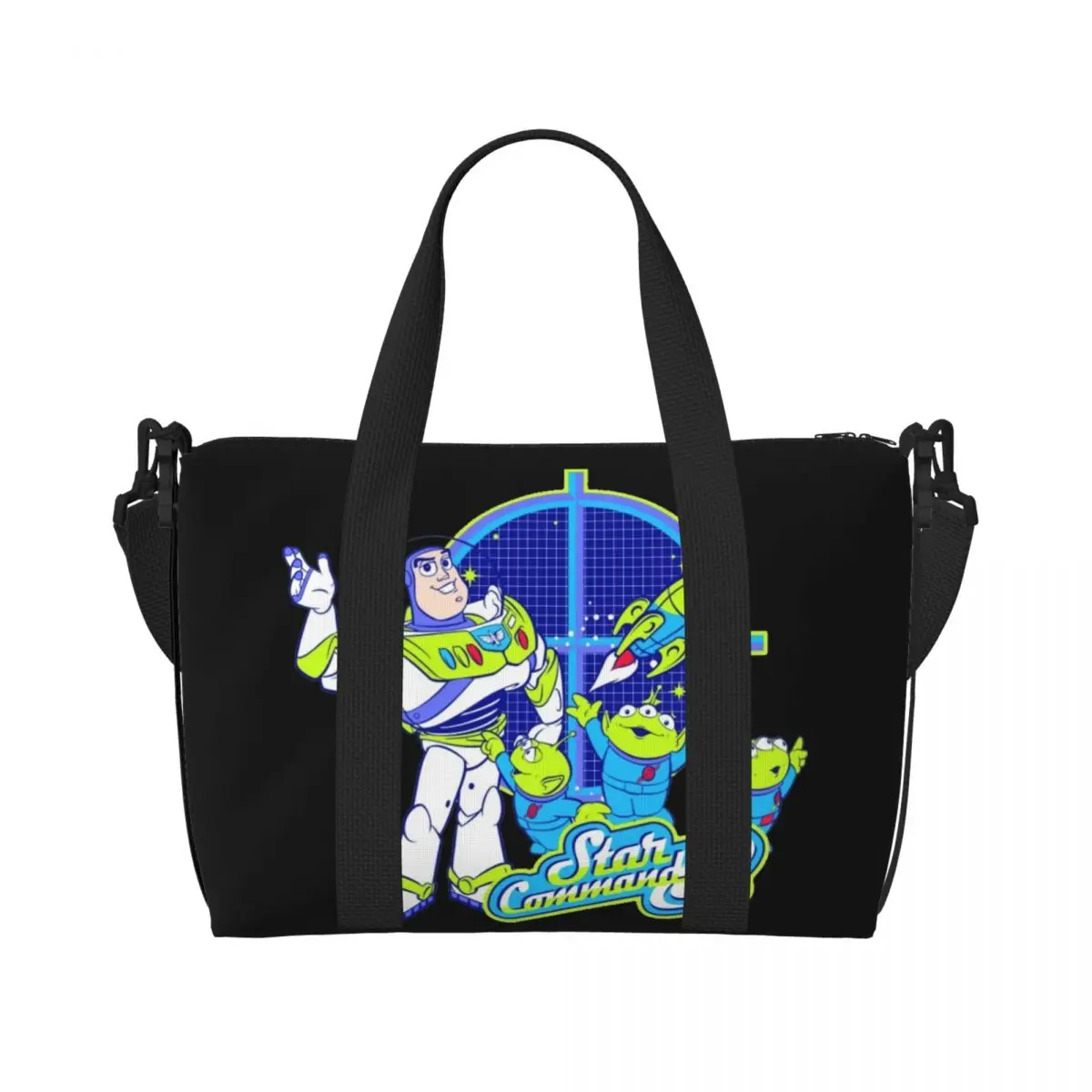 

Custom Large Toy Story Buzz Lightyear Aliens Tote Bag for Women Shoulder Shopping Beach Gym Travel Bag