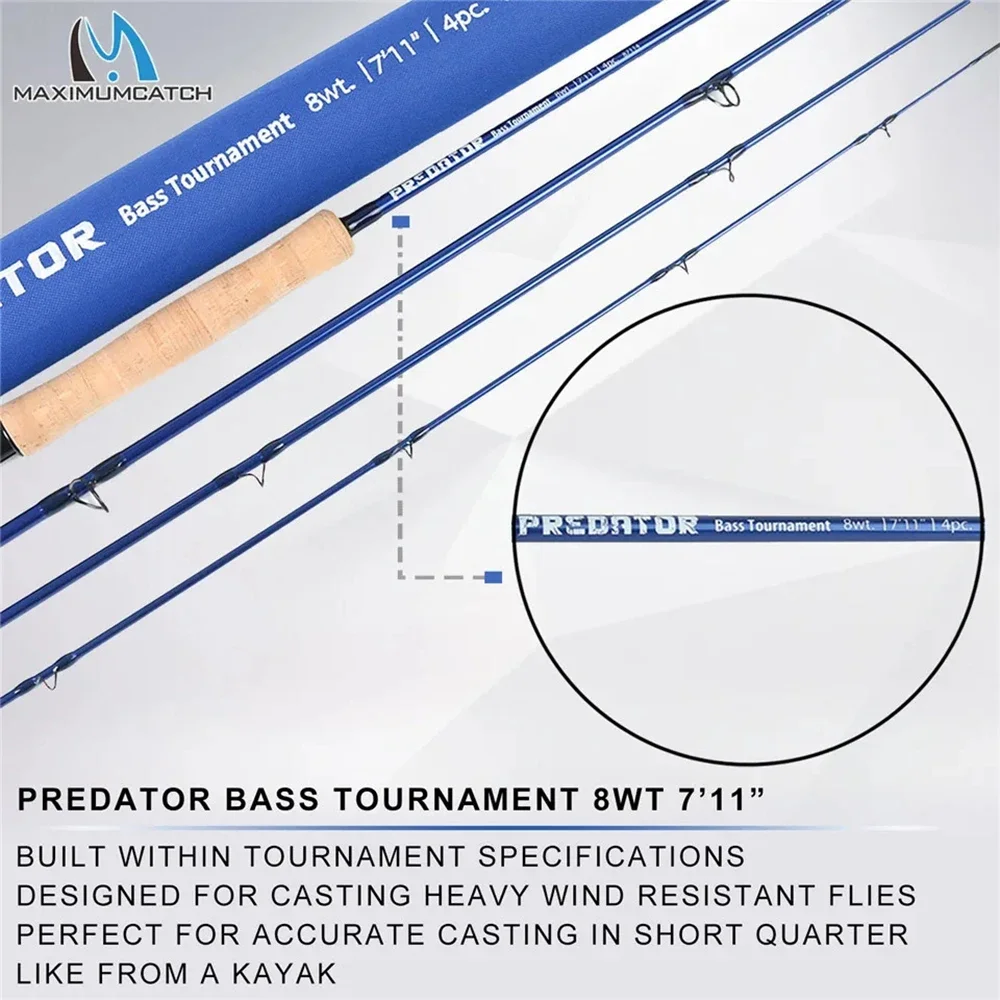 MAXIMUMCATCH 9ft 8-12WT Predator Saltwater Fly Rod 30T High-Density Carbon 4-Piece Fly Fishing Rod for Powerful Lifting view 4
