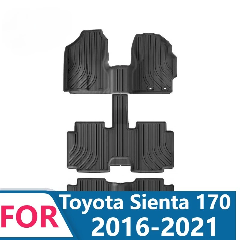 Car Floor Mats For Toyota Sienta 170 2016-2021 Full Set All-Weather Waterproof Rubber Liners Front Rear Cabin Protection