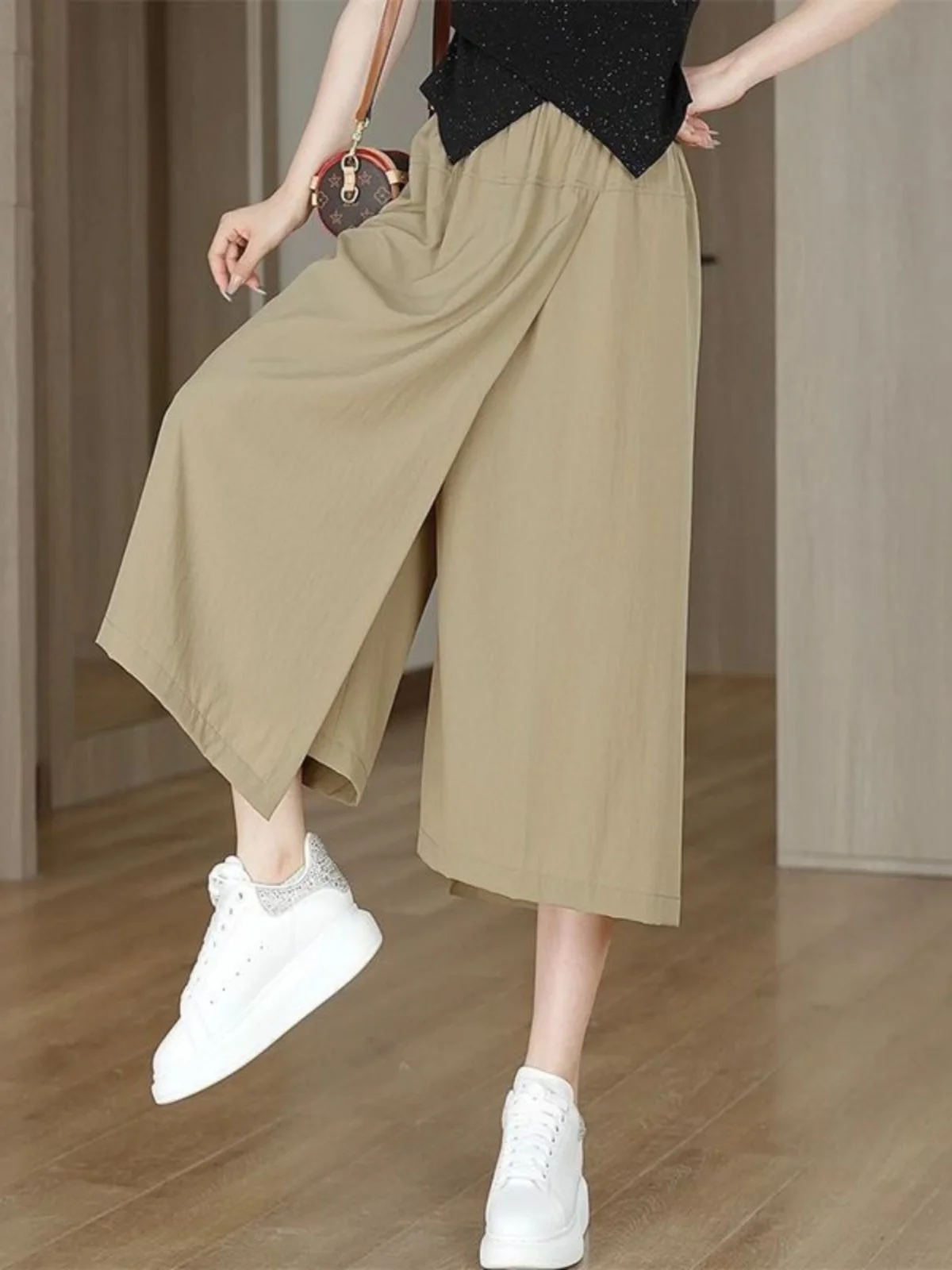 High Waist Wide Leg Pants Ice Silk Loose Fit Seven Inch Mom Jeans Stylish Casual Trousers for Women Summer 2024 Fashion