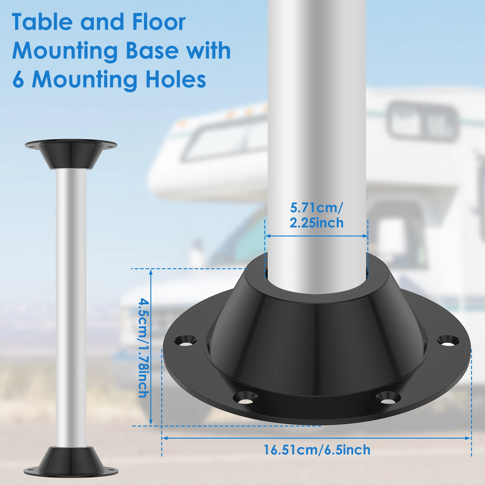 2Pcs Camper Table Leg Base Aluminium Alloy RV Pedestal Table Anti-rust RV Table Floor Mounting Base for RV Dinette Table