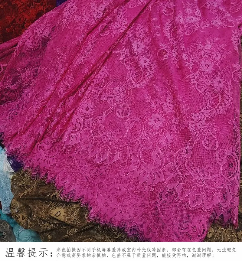 Colored Eyelash Lace Fabric Clothing Wedding Dress Sexy Hollow Fabric Making Fabric image 3