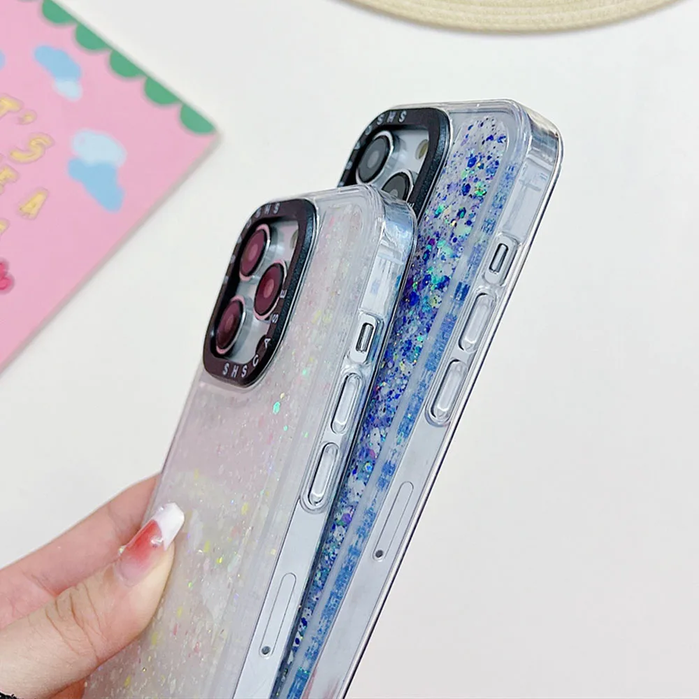 Luminous Shiny Glitter Sequin Phone Case For iPhone 15 14 11 12 13 Pro Max Shockproof Bumper Protection Soft Silicone Back Cover