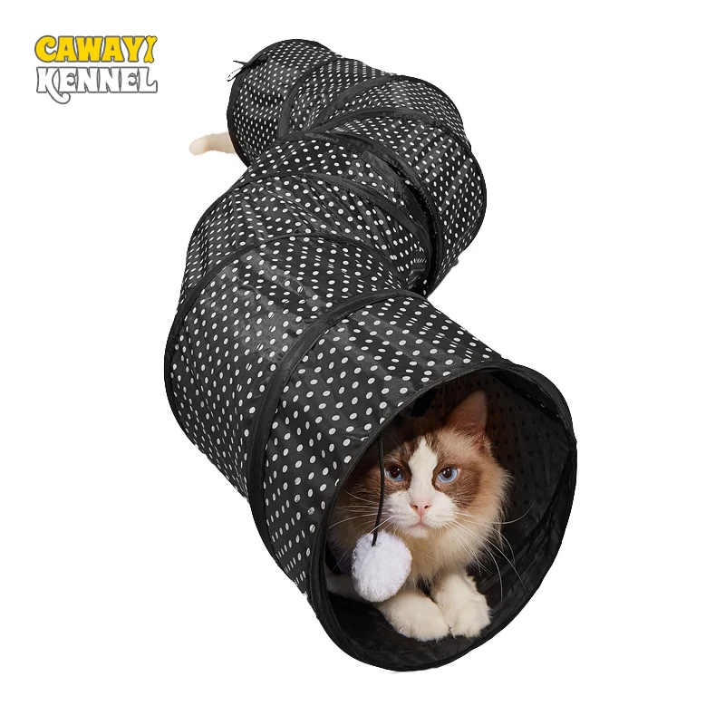 CAWAYI KENNEL-túnel para gatos en forma de S, tubo plegable para interiores y exteriores, túnel para gatos, juguete para mascotas, juguete de entrenamiento para gatos que ahorra espacio