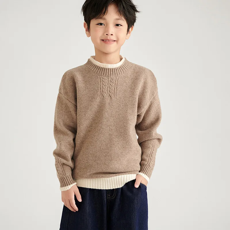 Comfortable and Warm Wool Seven-Needle Double Collar Half-Height Twist Design Sense Cute Fashion Men and Women Kids' Sw