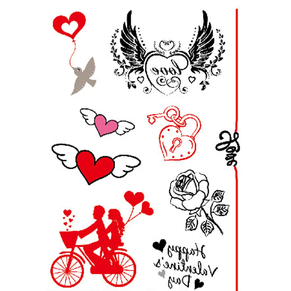 

12 Sheet Temporary Tattoo Stickers Waterproof Valentines Day Heart Design for Body Face Arm Leg Decor