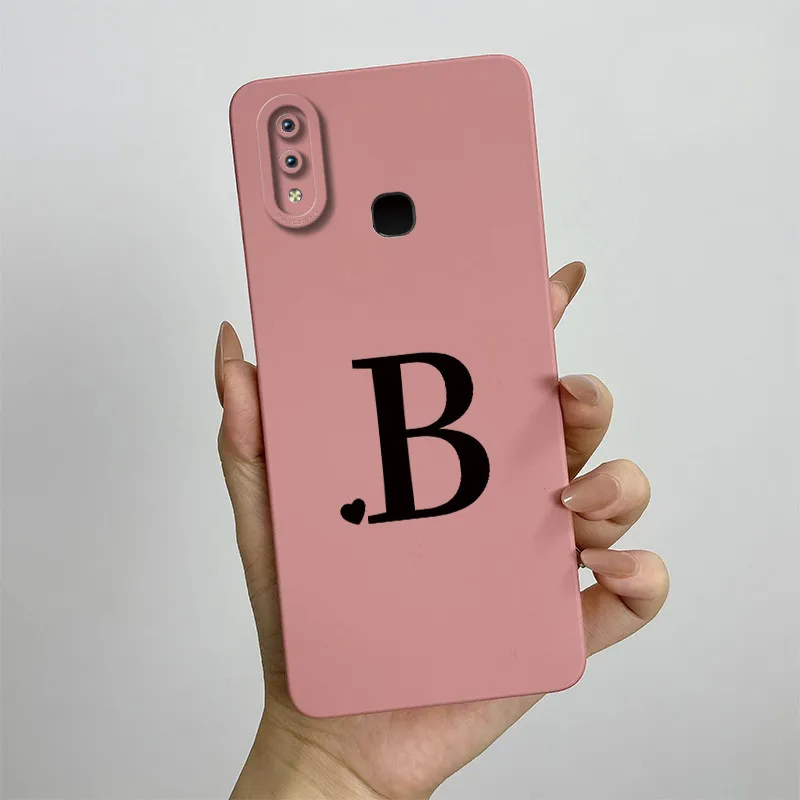 For Coque Vivo Y91 Case Vivo 1820 1816 1817 1811 1807 Cute Initial Letters Square Silicone Cover For Vivo Y95 Y 91 95 Phone Case