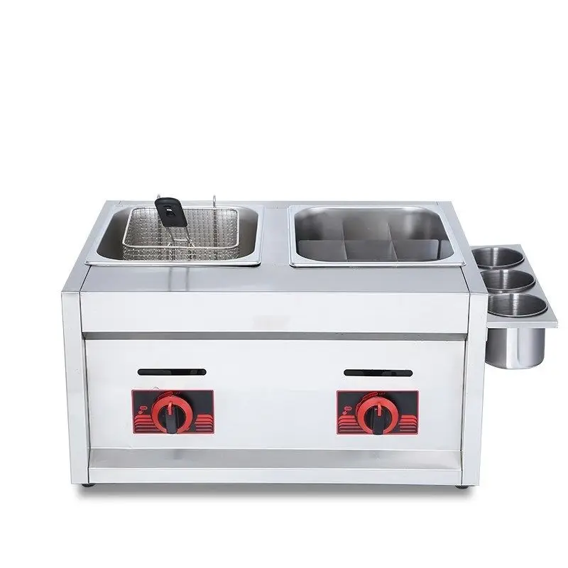 

Gas Deep Fryer Double Gas Fryer Two Tanks Noodles Oden Cooker Steamer Energy Saving Fryer Kitchen French Fries Machine