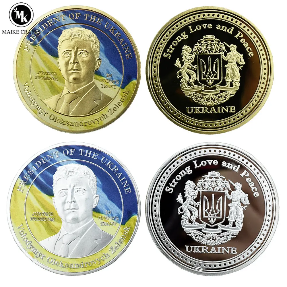 2022 Ukrainian Presidential Challenge Coin Zelensky War Coin Embossed Three-dimensional Commemorative Coin Collection Gift