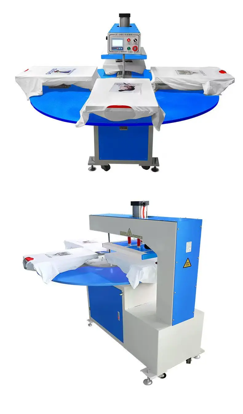 The Latest Automatic Rotating 4-Plate Automatic/Semi-Automatic Pneumatic Four Station Hot Stamping Machine For T-Shirts