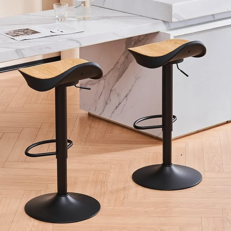 Barstools PU&Plastic Counter Height Bar Stools Adjustable Swivel Bar Chairs with Footrest, Ergonomic Streamlined