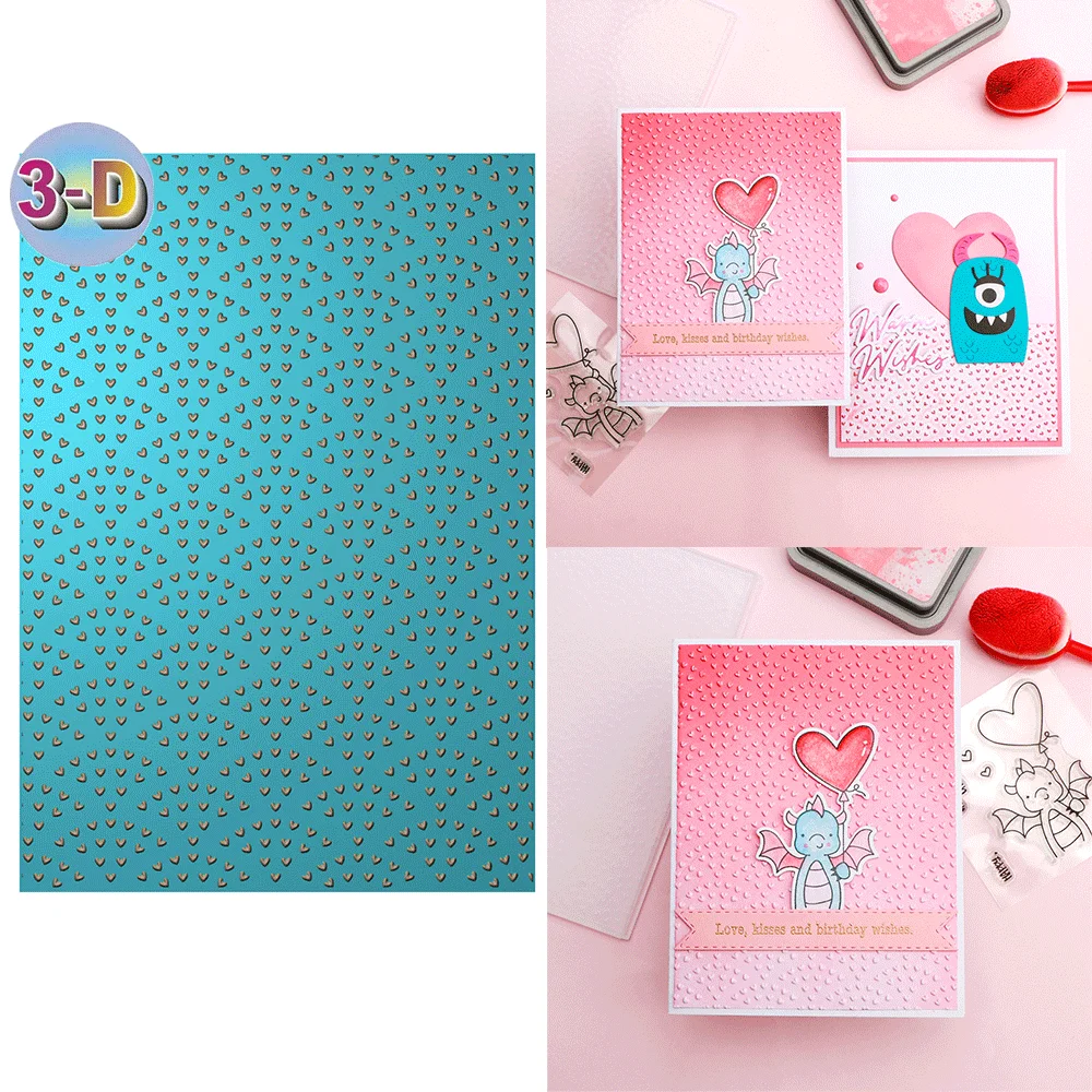 

Tiny Heart Scallop 3D Embossing Folder and Matching Die for Adding Textured Detail To Paper Crafting Wedding Card Making art