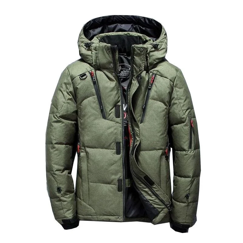 Men Fashion Brand Down Jacket Winter Down Coat Parka White Duck Down Short Section Thickening Business Jackets Coat Hood