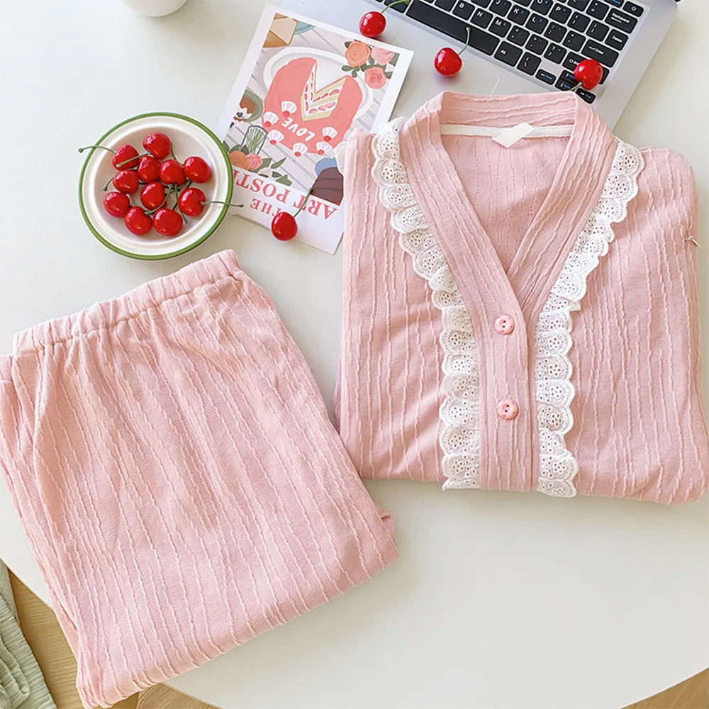 Sweet 2 PCs/Set Casual Maternity Pajamas Breastfeeding Clothes Autumn New Long Sleeve Pyjama Sets Loose Home Clothing