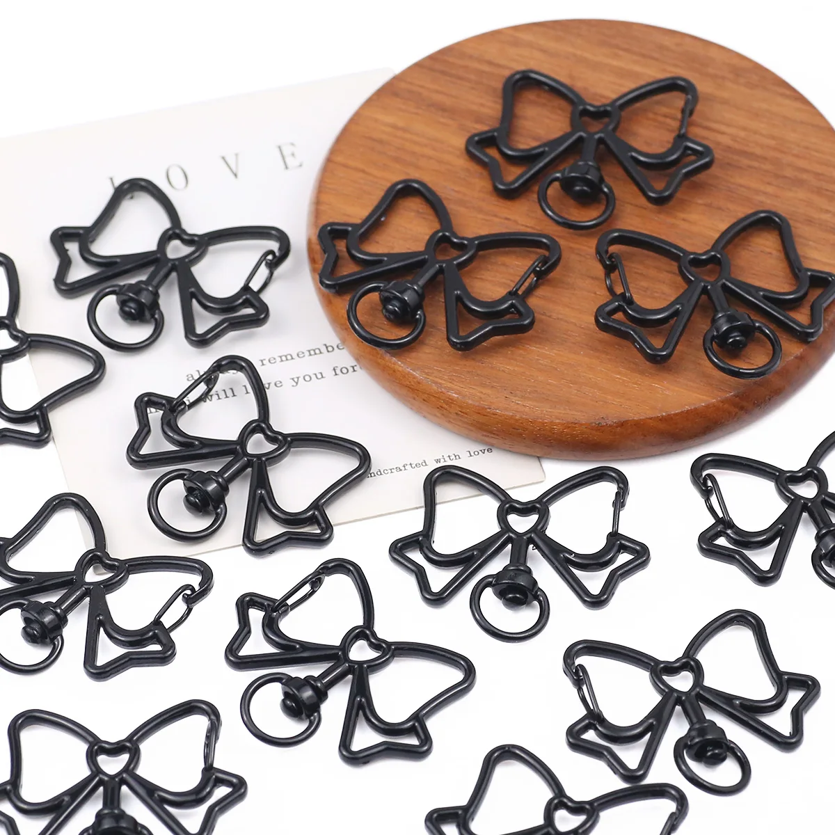 40mm Zinklegierung Schleifenverschluss Schwarz Handgefertigt DIY für Schmuckherstellung Geeignet für Handtaschen Geldbörsen Schlüsselanhänger Verbindungszubehör