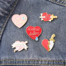 It Will End In Tears Love Enamel Pins Cry Baby Rose Knife Heart Alloy Brooch Badges Trendy Charm Lapel Jewelry Gift for Friends