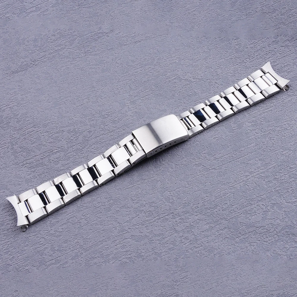 19mm Watch Band Strap Silver  Polishing Hollow Curved End Oyster Style Bracelet For SEIKO 5 SNXS73 75 77 79 80 81 SNFF05 SNXG47