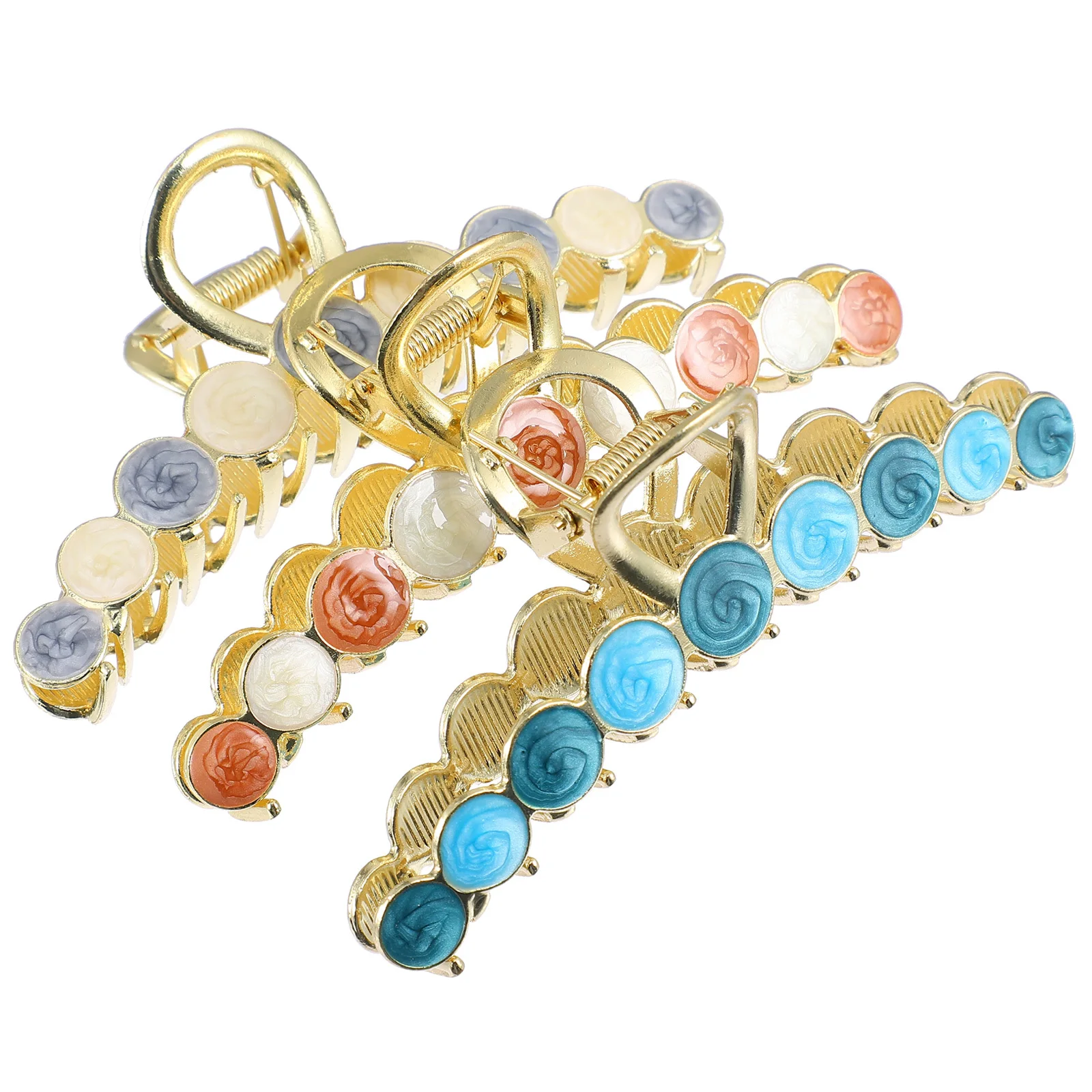 

3 Pcs Oil Painting Hair Clip Shower Hairpin Clasp Ornament Large Claws Hairstyle Clamps Clips Alloy