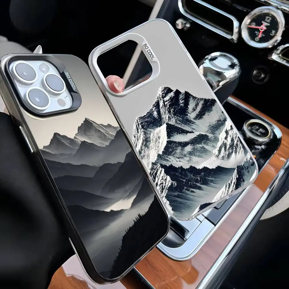 

Black Mountain Phone Case For iPhone 16,15,14,13,12,11,Mini,Pro,MAX White Matte Shockproof Cover