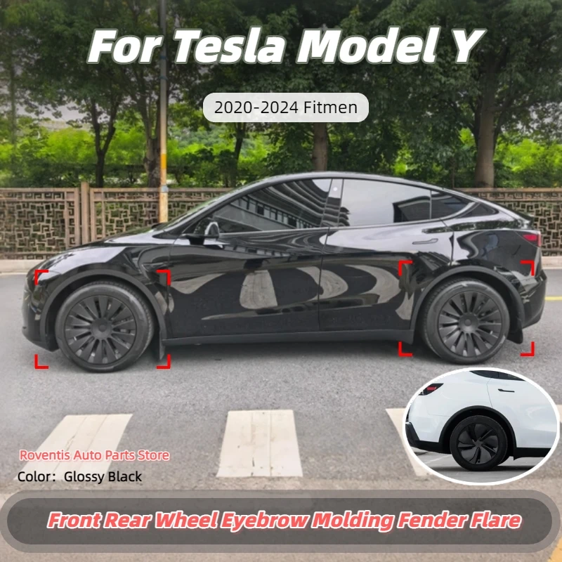 テスラ-モデルy-2020-2021-2022-2023-2024用-車の前後輪アイブロウモールディング-フェンダーフレア-オーバーフェンダー-車改造キット