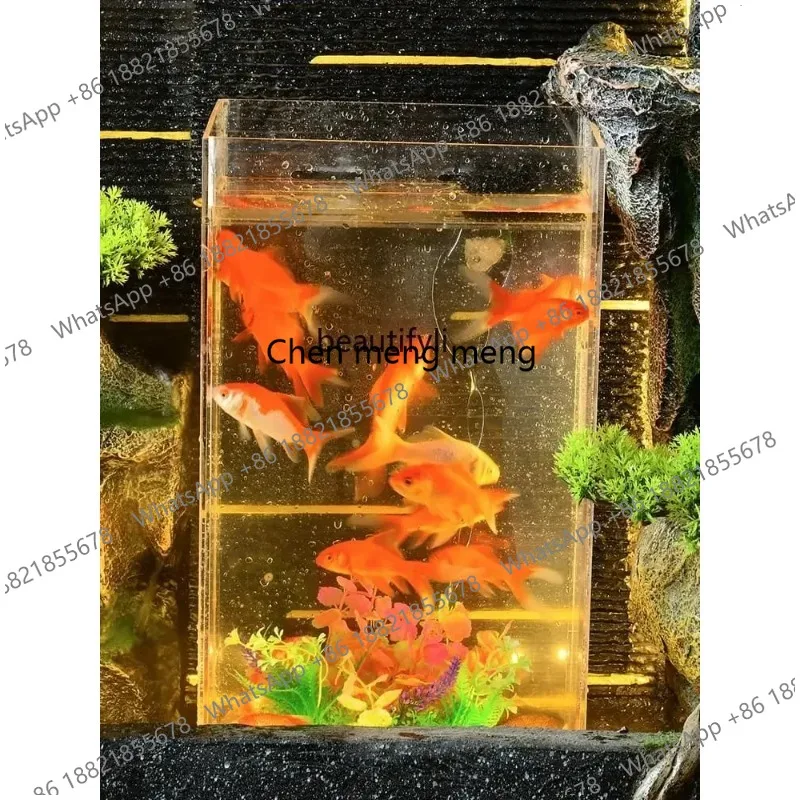 F132   Living Room Rockery Water Curtain Wall Screen Wind Belt Fish Tank Bluetooth Smart Audio Hallway Lucky Fengshui Wheel Orna