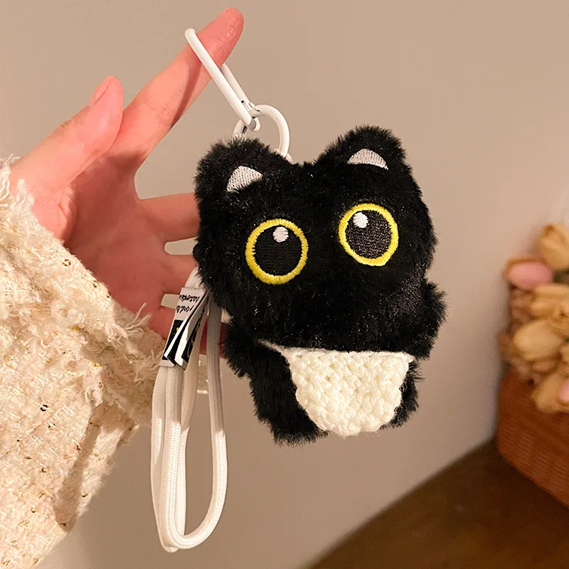 

Black cat keychain pendant cute plush doll bag pendant DIY keychain