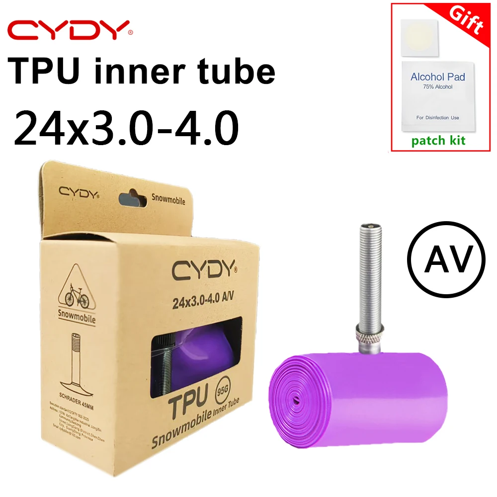 

Велосипедная камера CYDY TPU для снегохода 24" 507, шина для снегохода/велосипеда 45 мм с клапаном Шредера, покрышка для снегохода/велосипеда 24x3.0-4.0