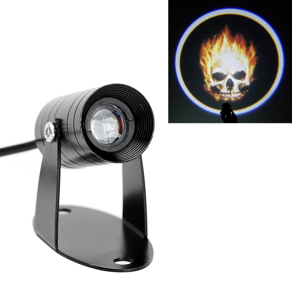 24v 12v Rücklicht Motorrad Scheinwerfer dekorative Licht LED Rück leuchte 3d flammenden Schädel DIY Punk Laser Projektor Linse Ghost Rider