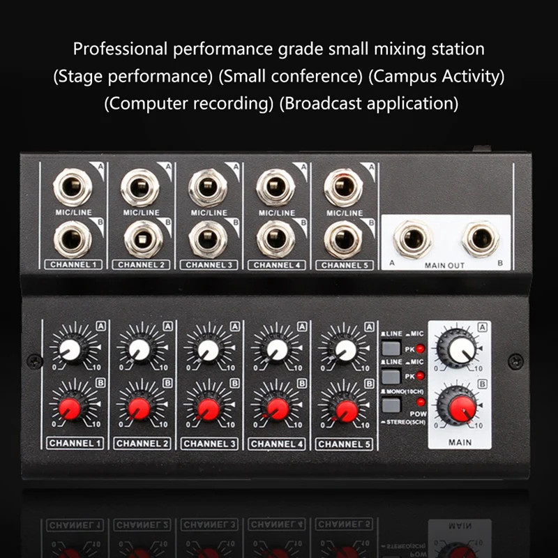 10 Channel DJ Mixing Console Effector Live Recording Conference Hub Stereo Sound Reverberation Amplifier US Plug