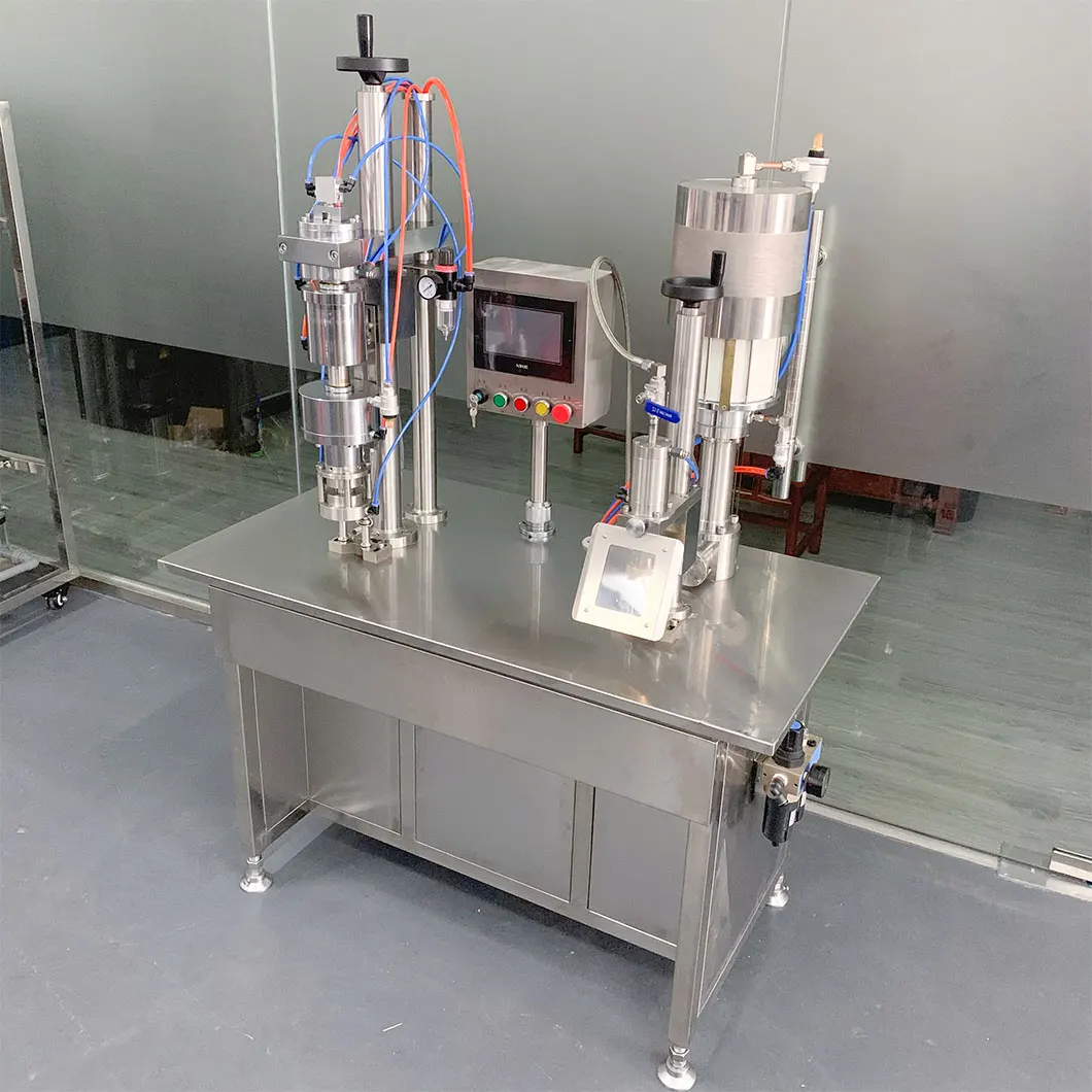 HoneMix Semi-Auto Cosmetic Aerosol Filling Machine Spray Filling Crimping Machine Spray Can Filling Machine
