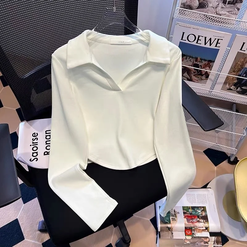 plus Size Long Sleeve  T-Shirt Women's Belly Covering Slimming Hidden Meat Top Korean Style Commute Wind Base Shirt