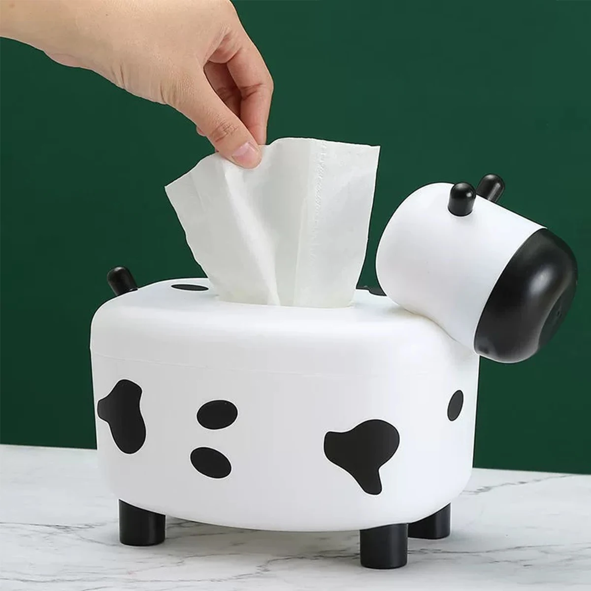 Cow tissue box, toothpick box, 2-in-1 DIY cute calf living room student creative paper box, multifunctional