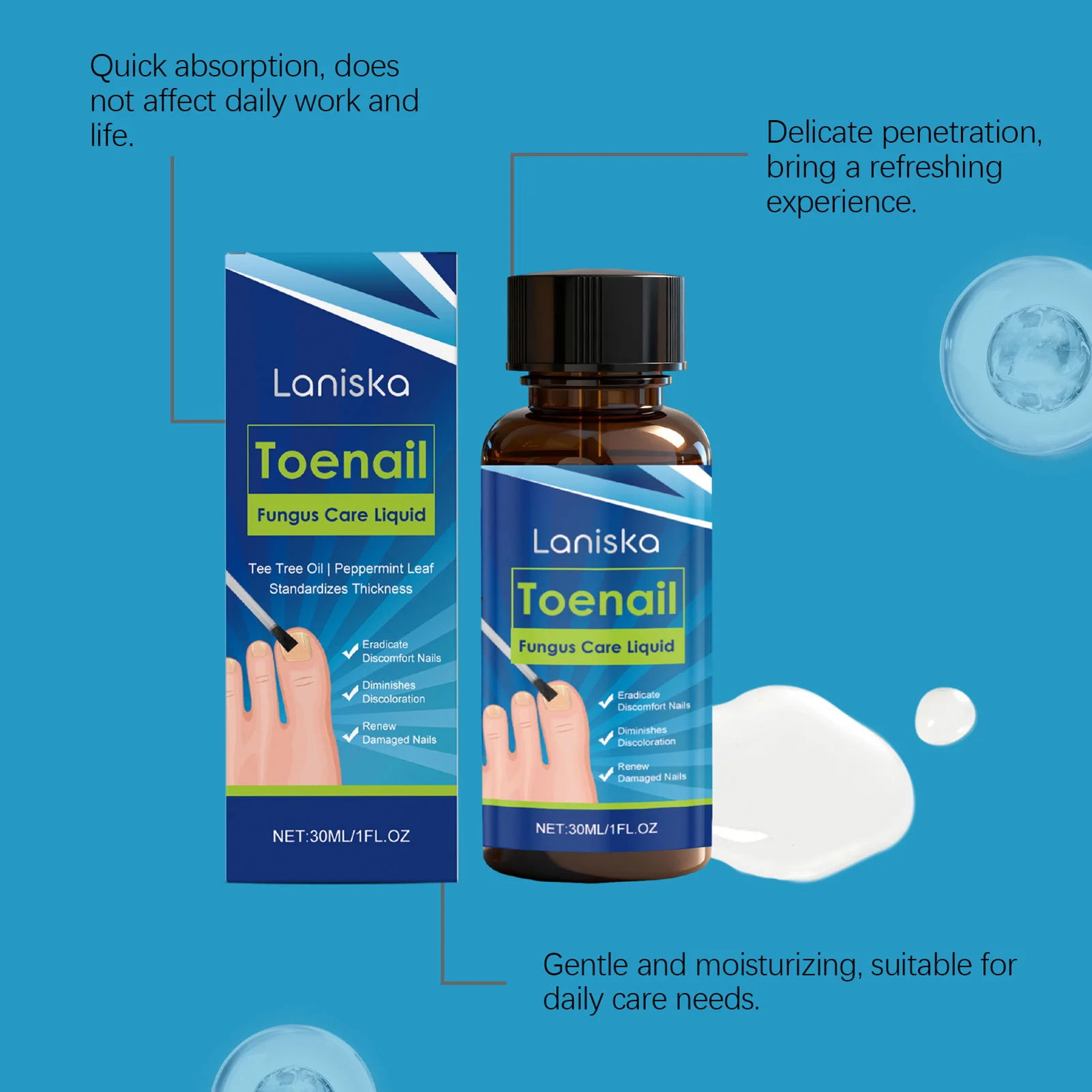 น้ำยาสำหรับรักษาเชื้อราที่เล็บเท้าขนาด 30 มล. ส่วนผสมจากธรรมชาติที่อ่อนโยน น้ำยาป้องกันเชื้อราที่เล็บสำหรับซ่อมแซมเล็บ