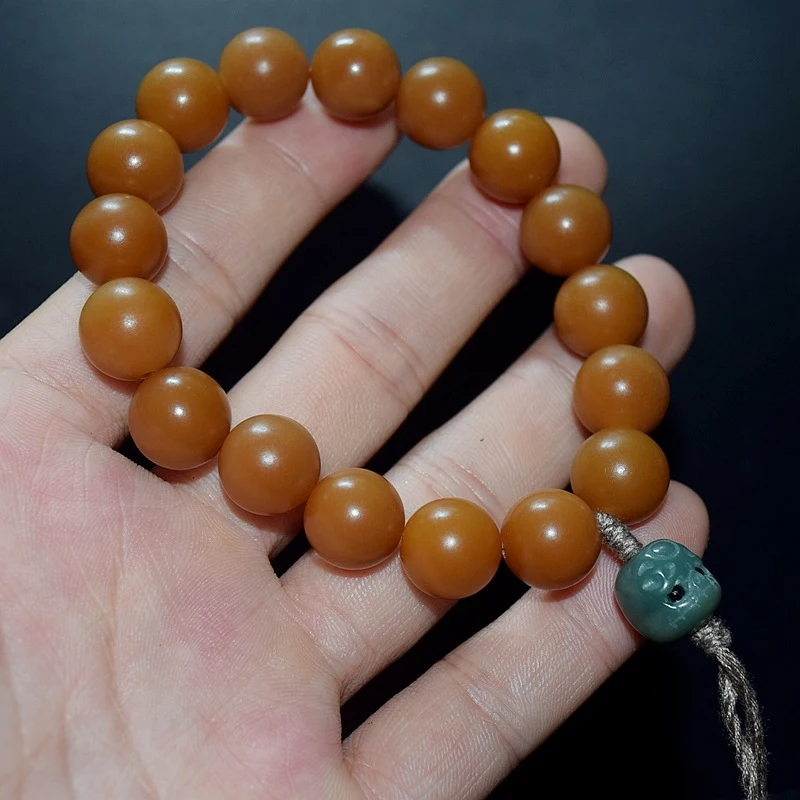 Root A- , White Jade , Weathered Bodhi Seed A-Dai Single-Loop Couple's Bracelet