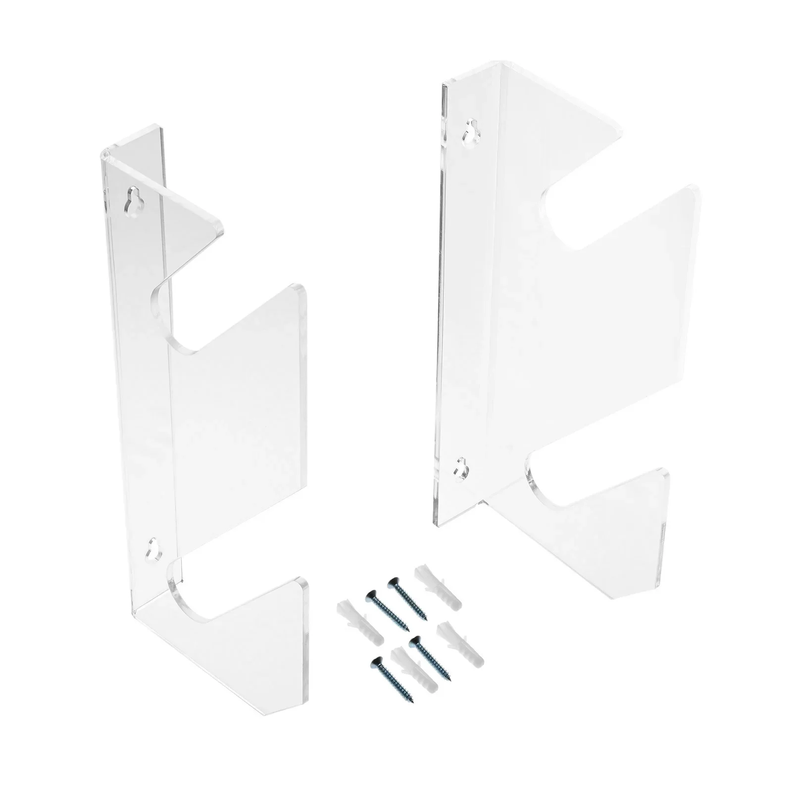 2Pcs Clear Plastic Skateboard Wall Mount Horizontal Skateboard Display Rack Hanger for Snowboard Longboard Storage 1/2-Tier Type