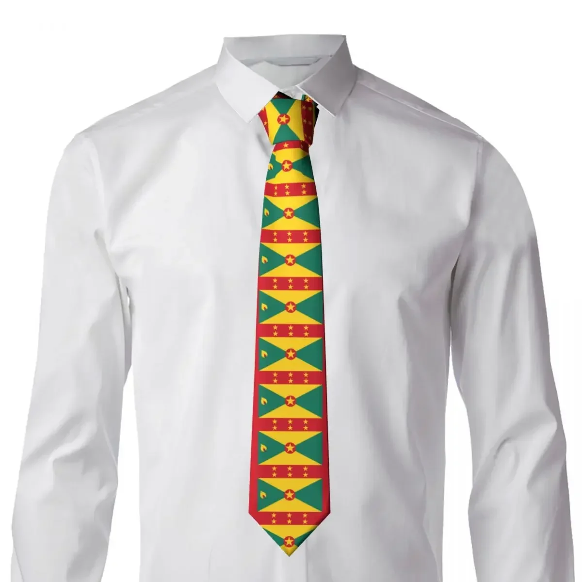 

Grenada Flag Emblem Tie Stripe Printed Neck Ties Vintage Cool Collar Tie Adult Cosplay Party Necktie Accessories