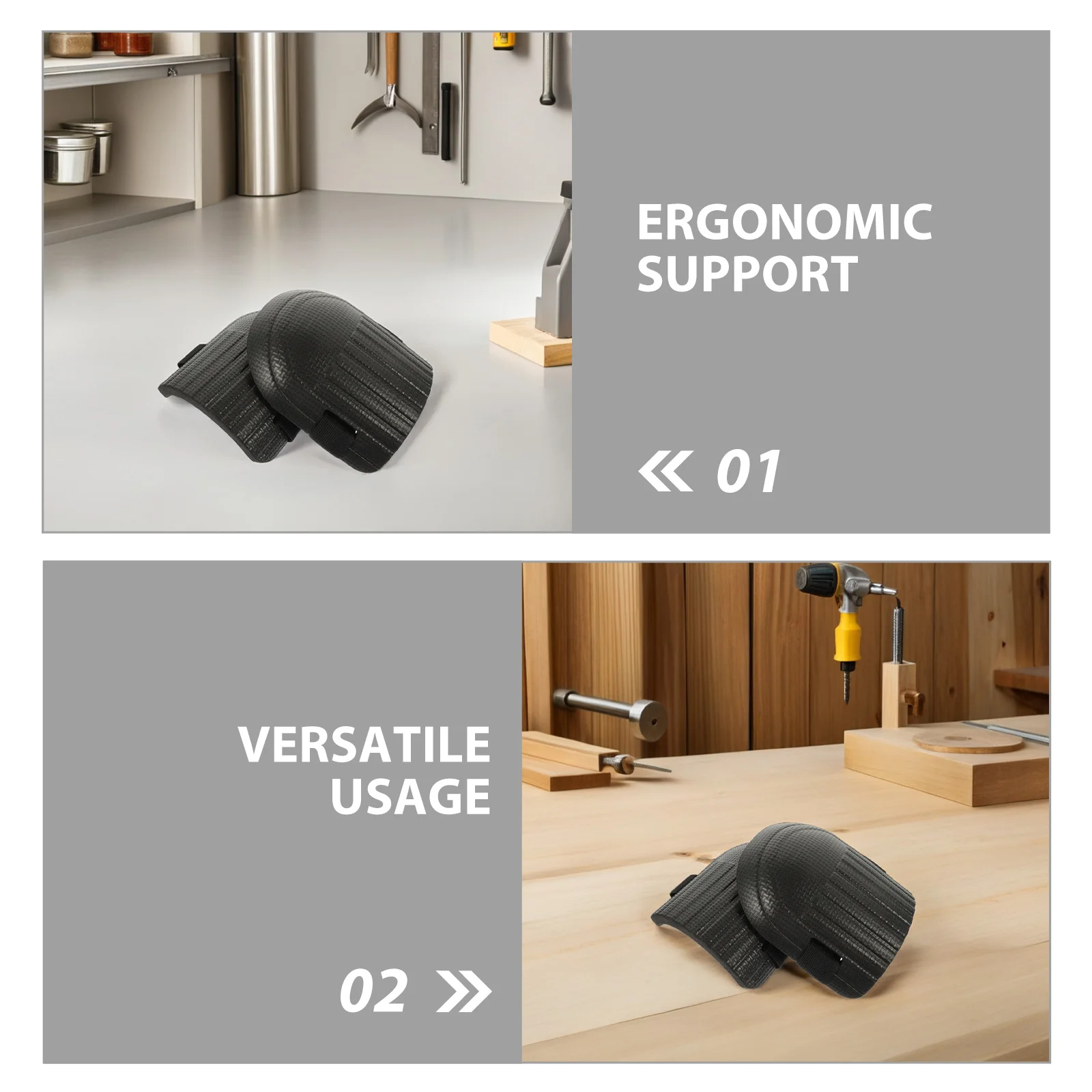 قطعتان من وسادات الركبة للعمل: حشوة إسفنجية سميكة مقاومة للاهتراء مع أشرطة قابلة للتعديل لإصلاح سقف البناء #6