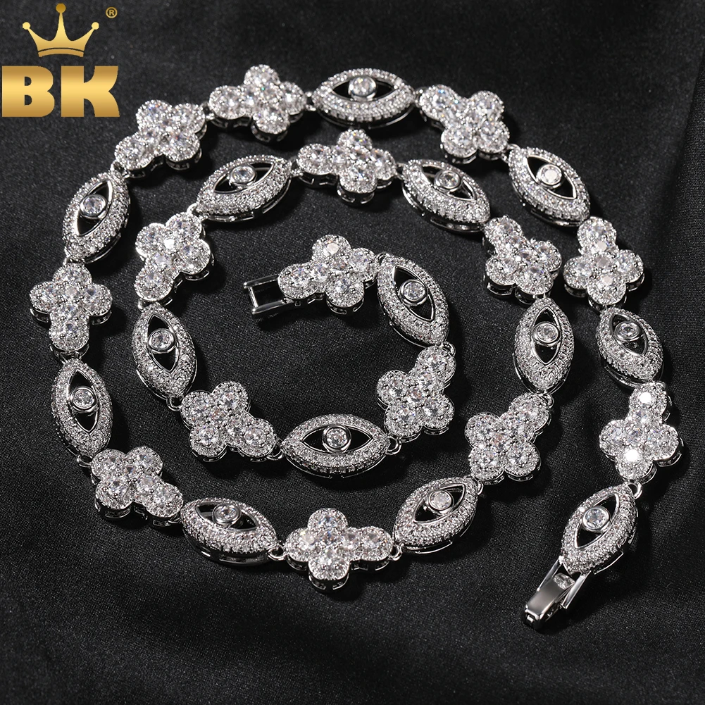 TBTK Eye Cross Chain Necklace Iced Out AAAAA+ Cubic Zirconia For Men Women Rock Hiphop Jewelry